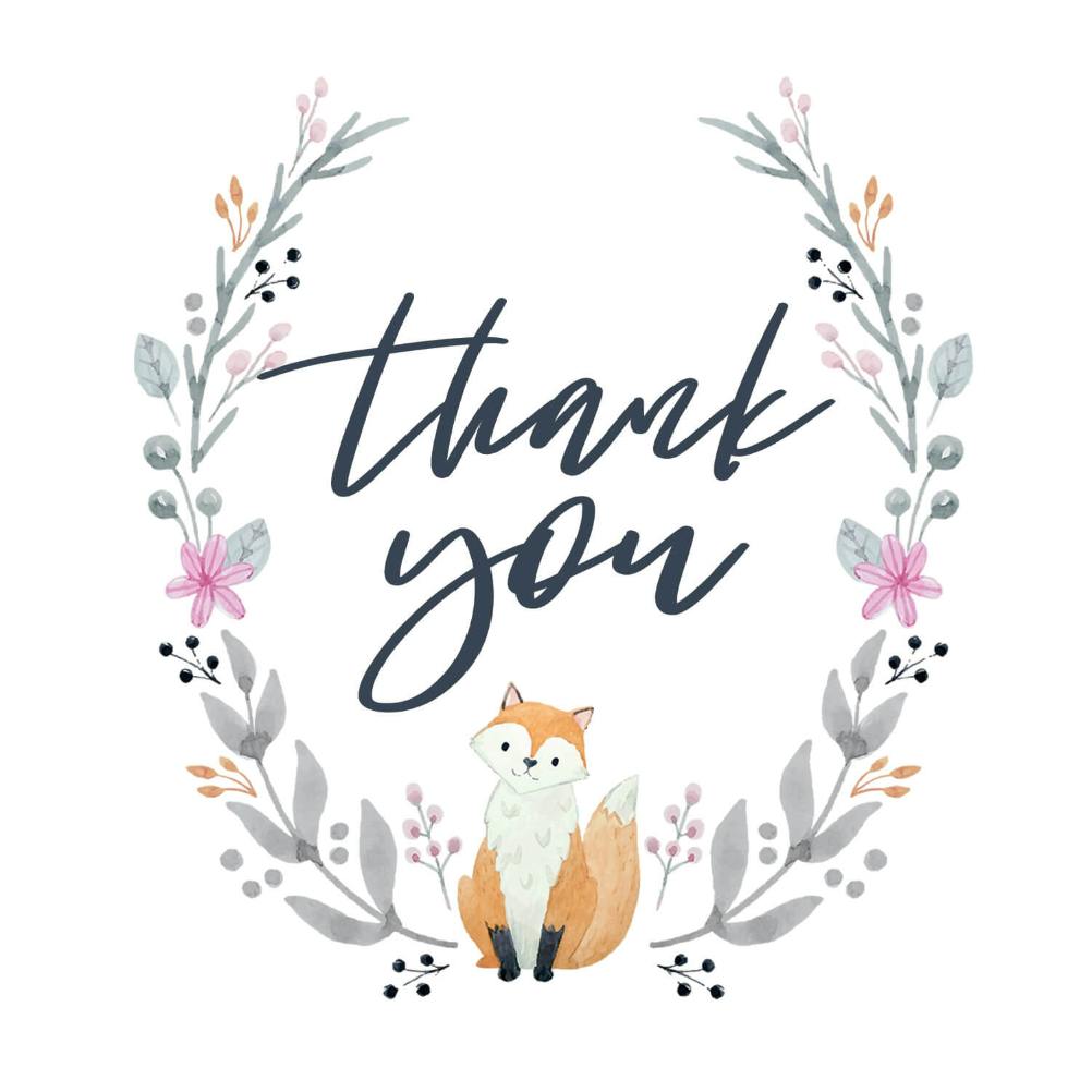 Soft fox - baby shower thank you card