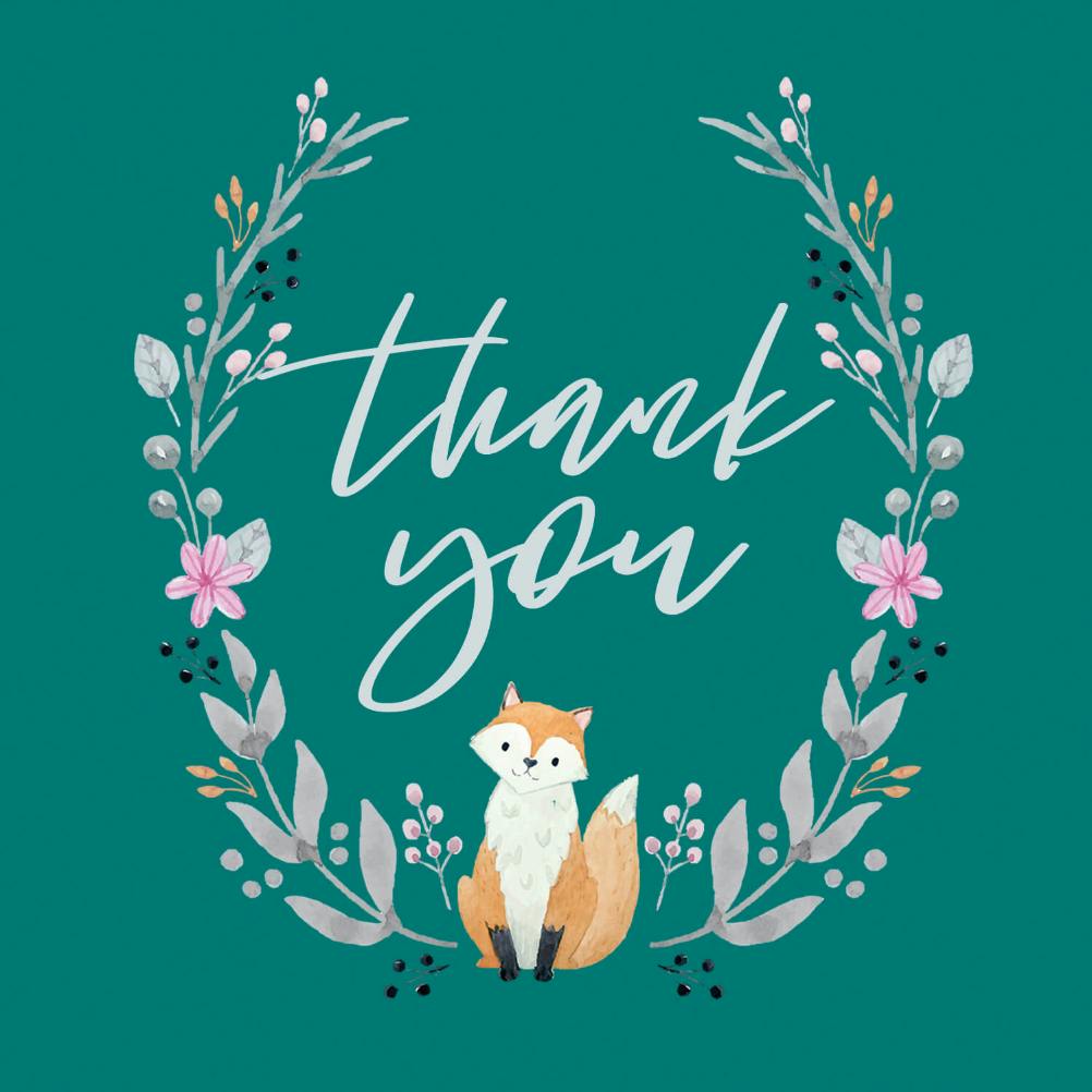 Soft fox - baby shower thank you card