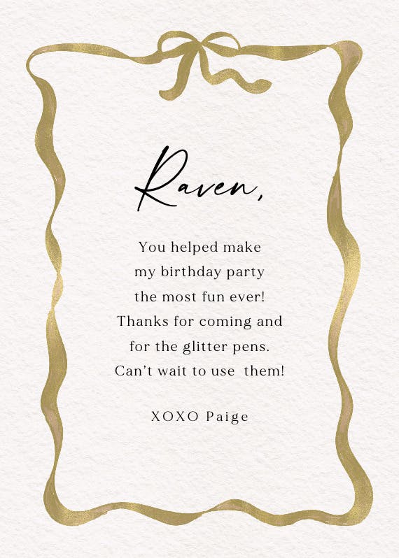 Special ribbon - birthday thank you card
