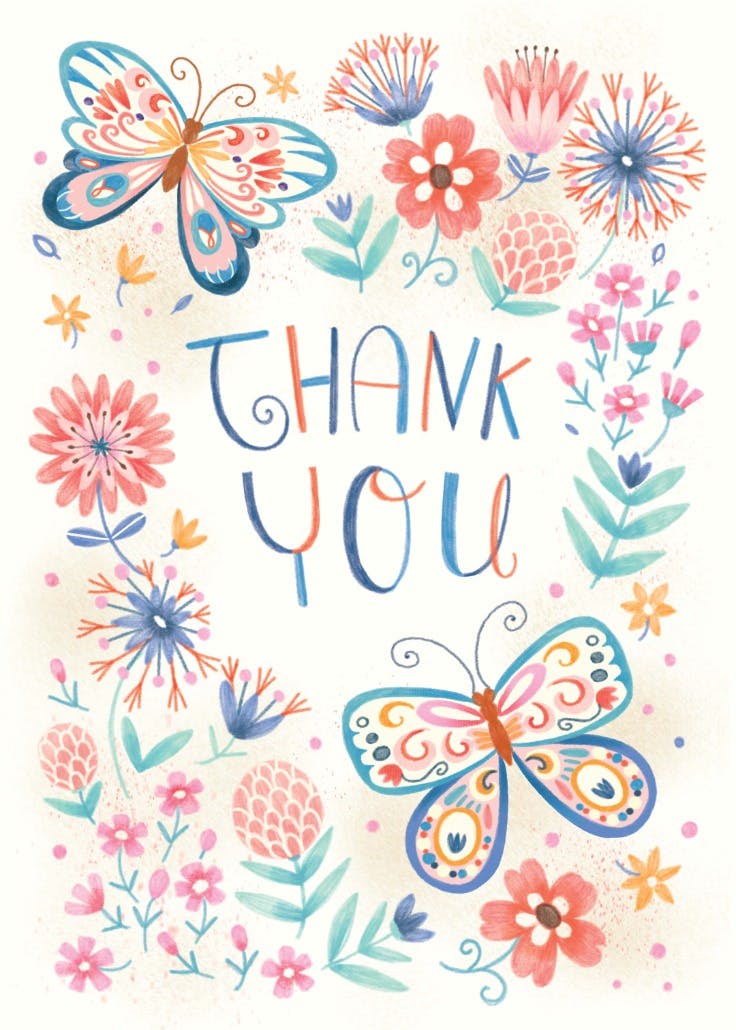 Spring butterflies - thank you card