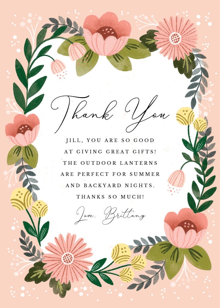 Spring surround - thank you card