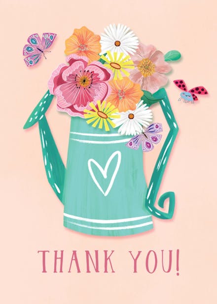 Spring watering pot - thank you card