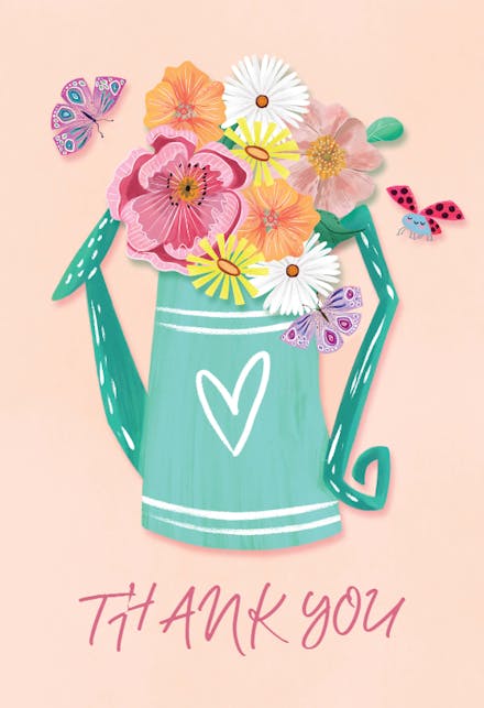 Spring watering pot - Thank You Card
