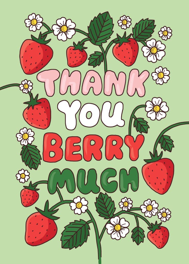 Strawberry gratitude - thank you card