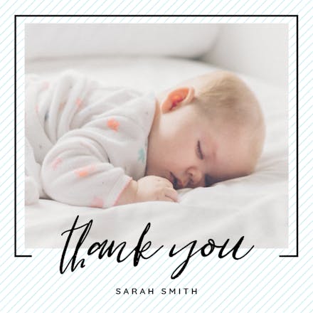 Striped frame - Baptism Thank You Card