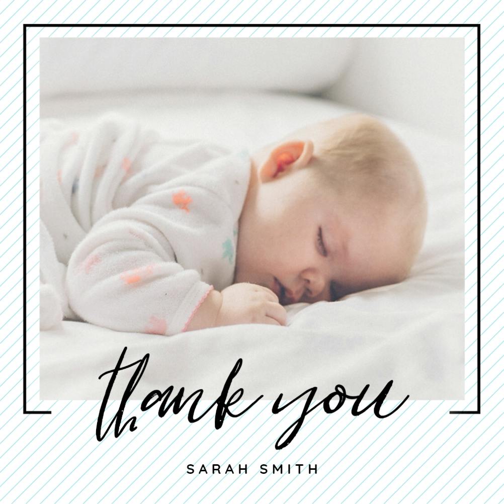 Striped frame - baby shower thank you card