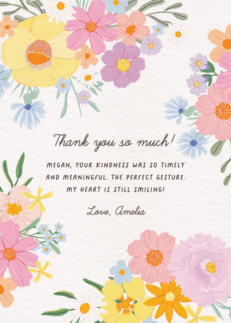 Stylized florals - baby shower thank you card