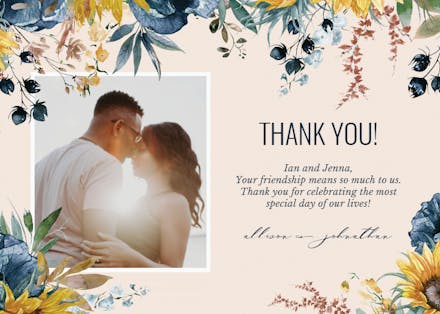 Sunflower and Blue - Thank You Card