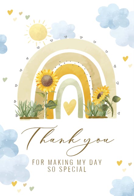 Sunflower rainbow - Thank You Card
