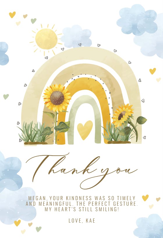 Rainbow sunflower -  tarjeta de agradecimiento