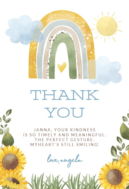 Rainbow Sunflower - Thank You Card Template | Greetings Island