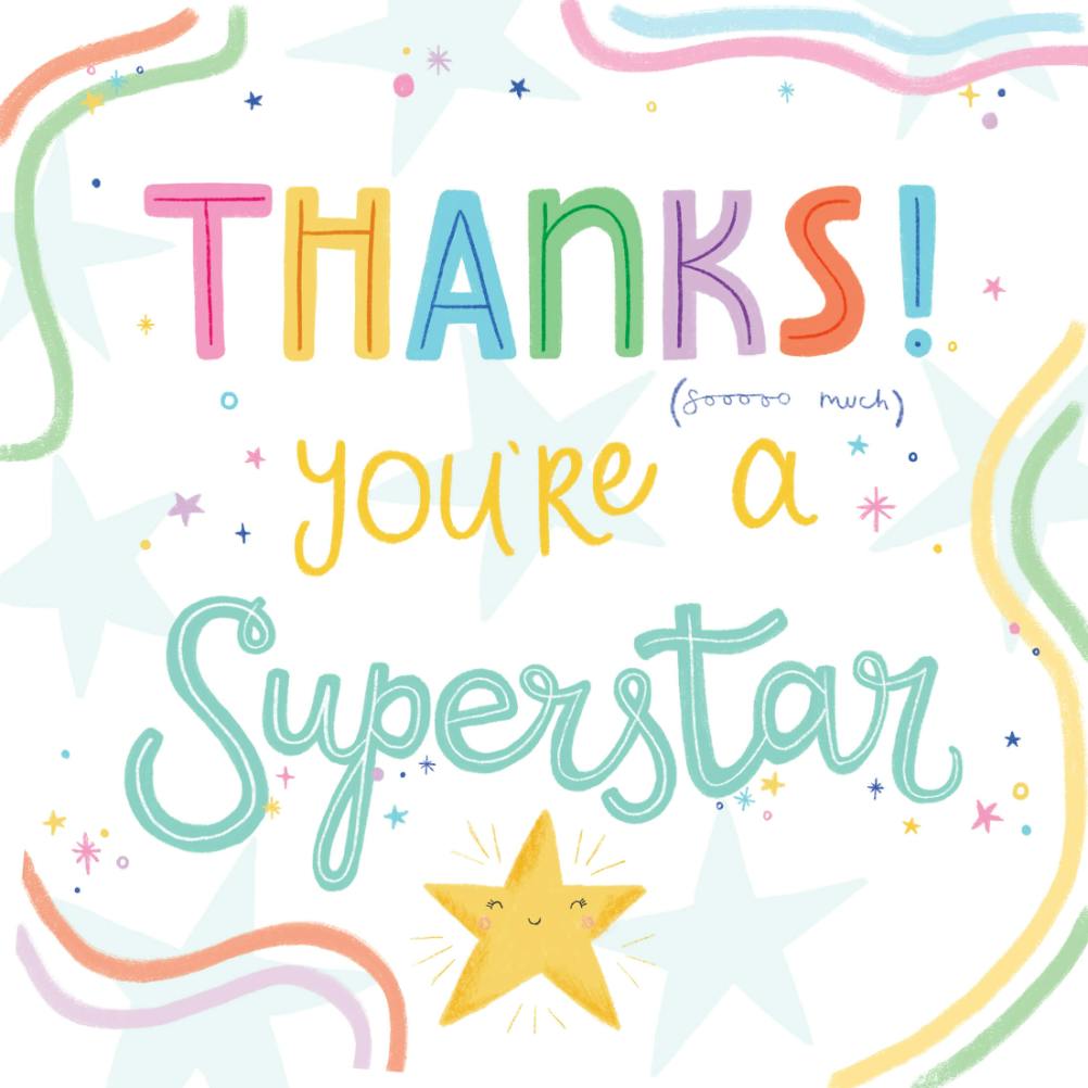Superstar -  tarjeta de agradecimiento