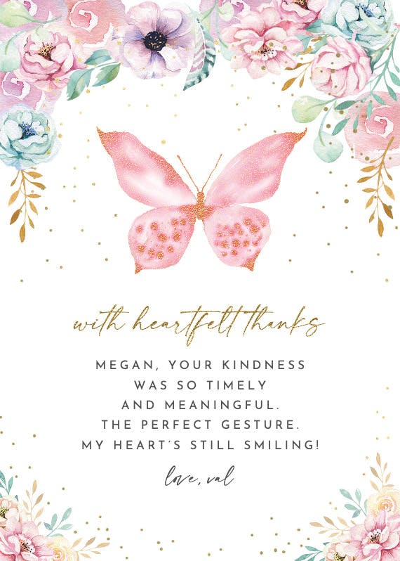 Sweet butterfly - thank you card