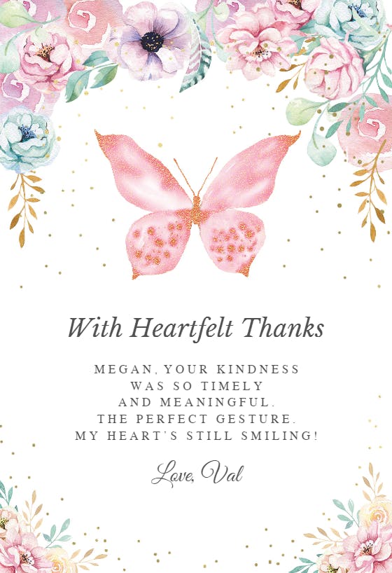 Sweet butterfly -  tarjeta de agradecimiento