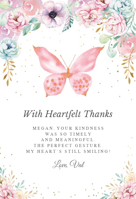 Sweet Butterfly - Thank You Card