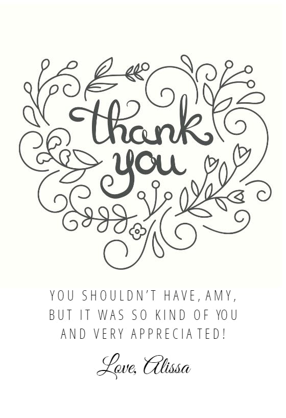 Swirl accents - thank you card
