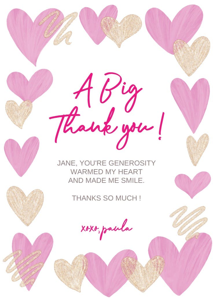 Thank you hearts - thank you card