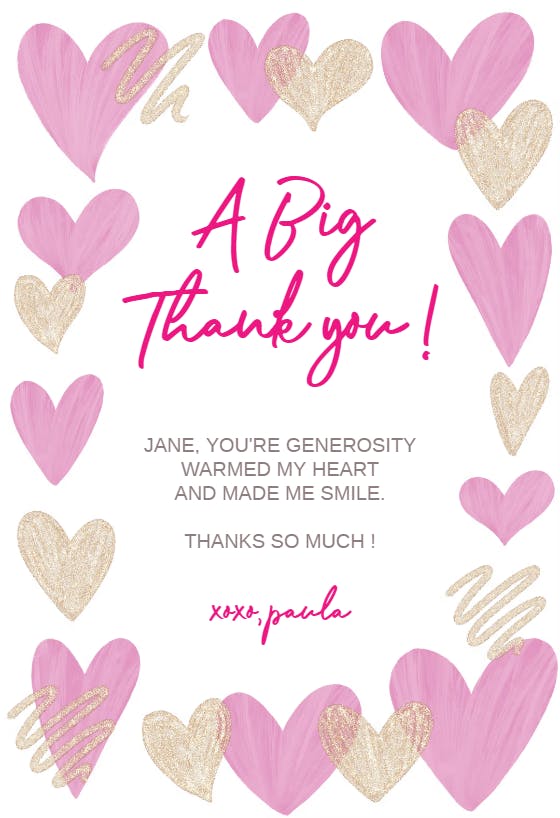 Thank you hearts -  tarjeta de agradecimiento