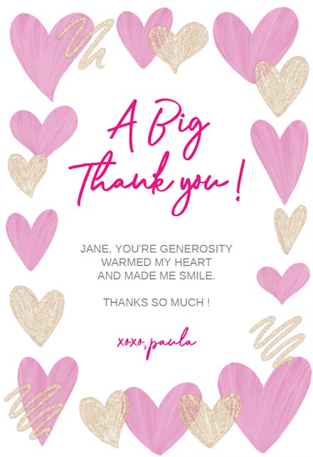 Thank You Hearts - Thank You Card