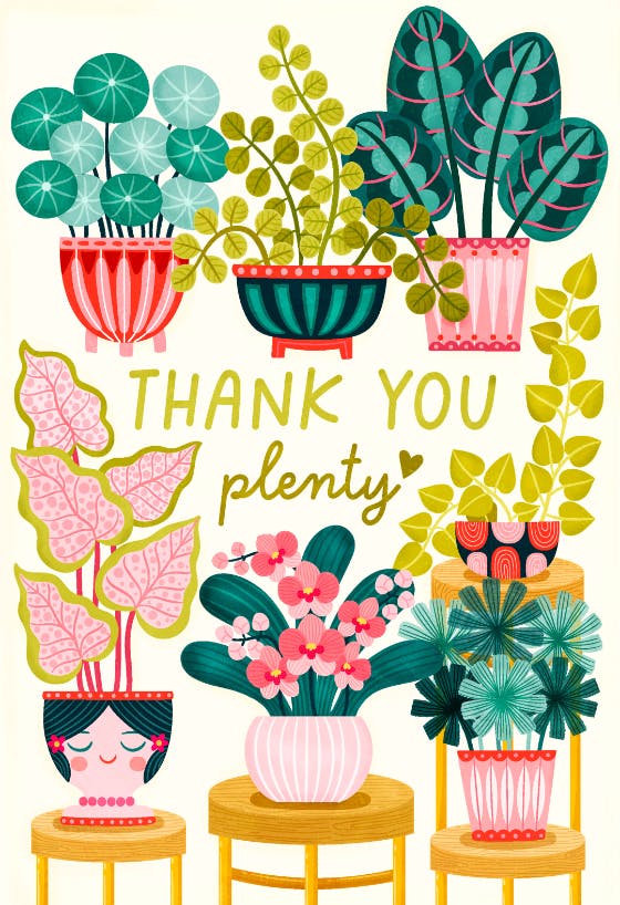Thank you plenty -  tarjeta de agradecimiento
