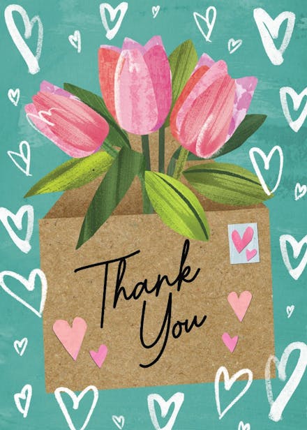 Thank you with tulips - graduation thank you card