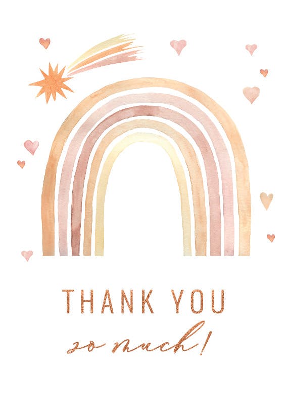 Thankful rainbow - birthday thank you card