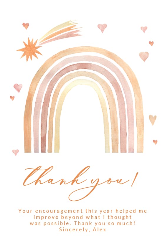 Thankful rainbow hearts - thank you card