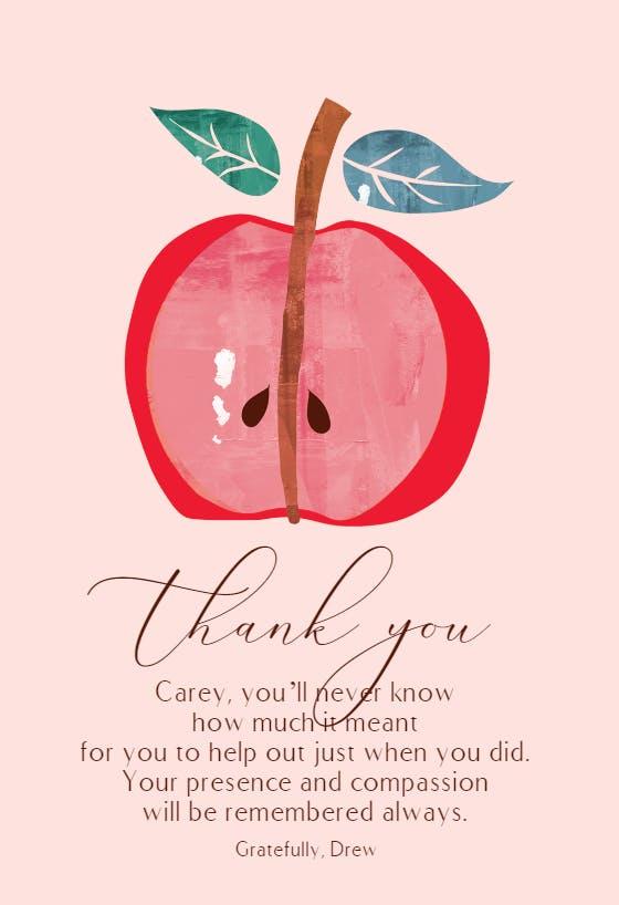 Thankful to the core - thank you card