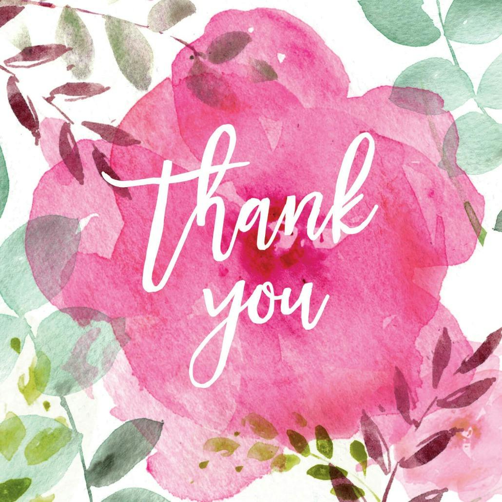 Tickled pink - thank you card