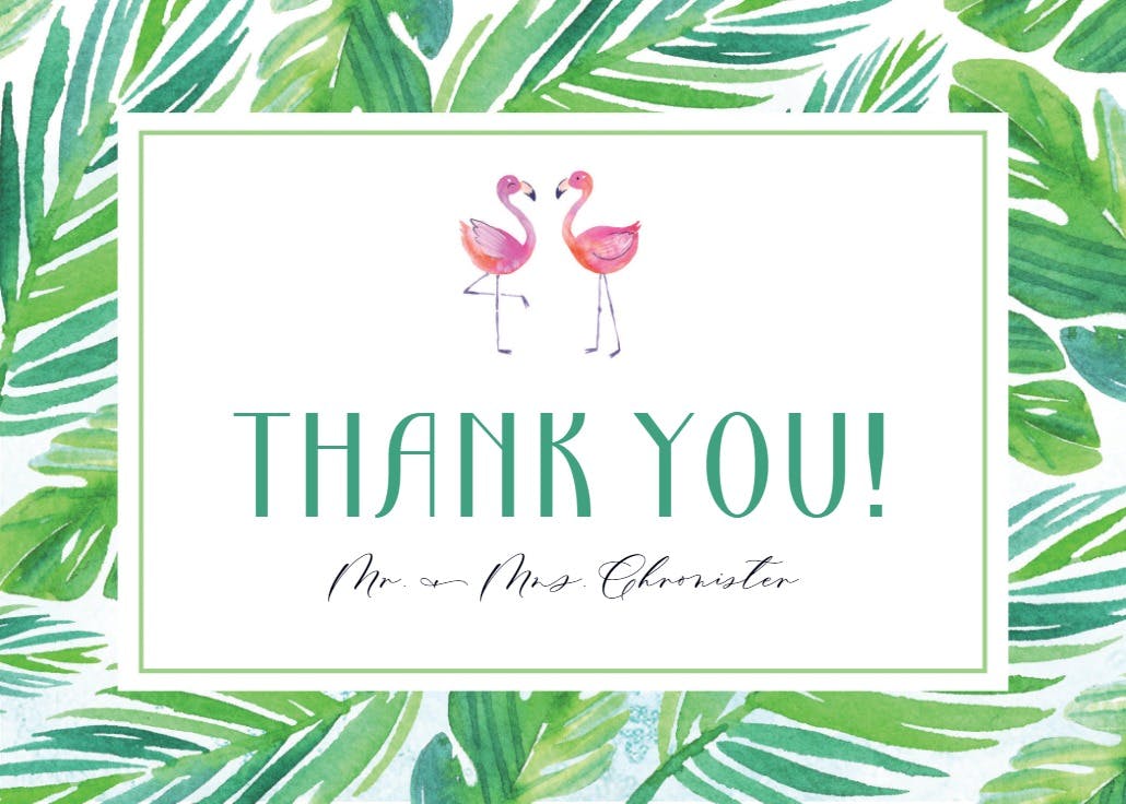 Tropical - wedding thank you card