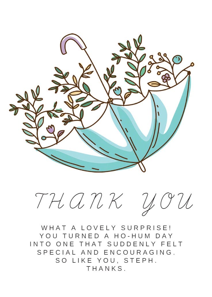 Umbrella springtime - thank you card