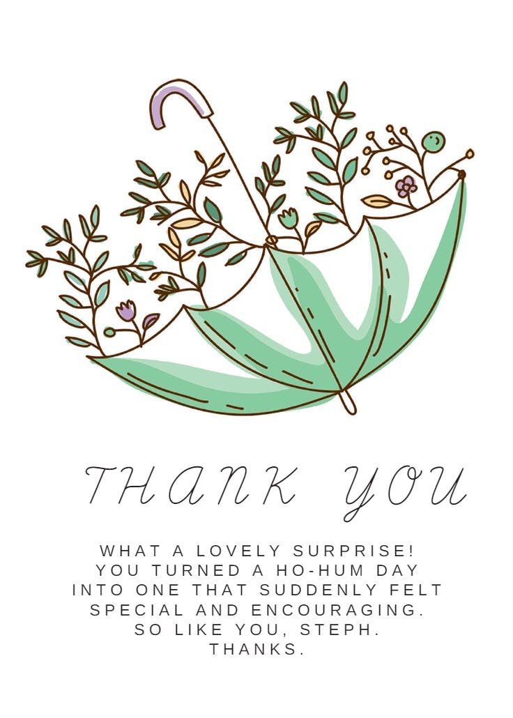 Umbrella springtime - thank you card