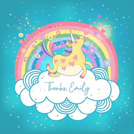 Friendly Unicorn - Thank You Card Template (Free) | Greetings Island