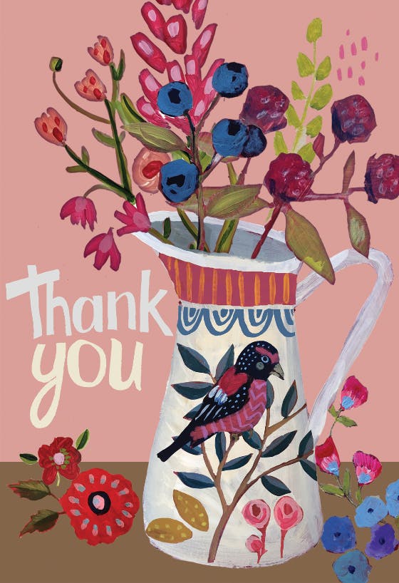 Vase and bird - thank you card