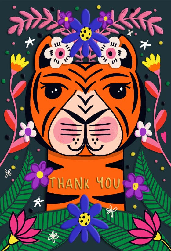 Floral tiger - thank you card