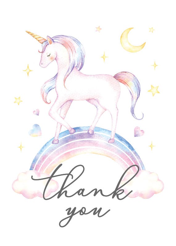 Violet unicorn - thank you card