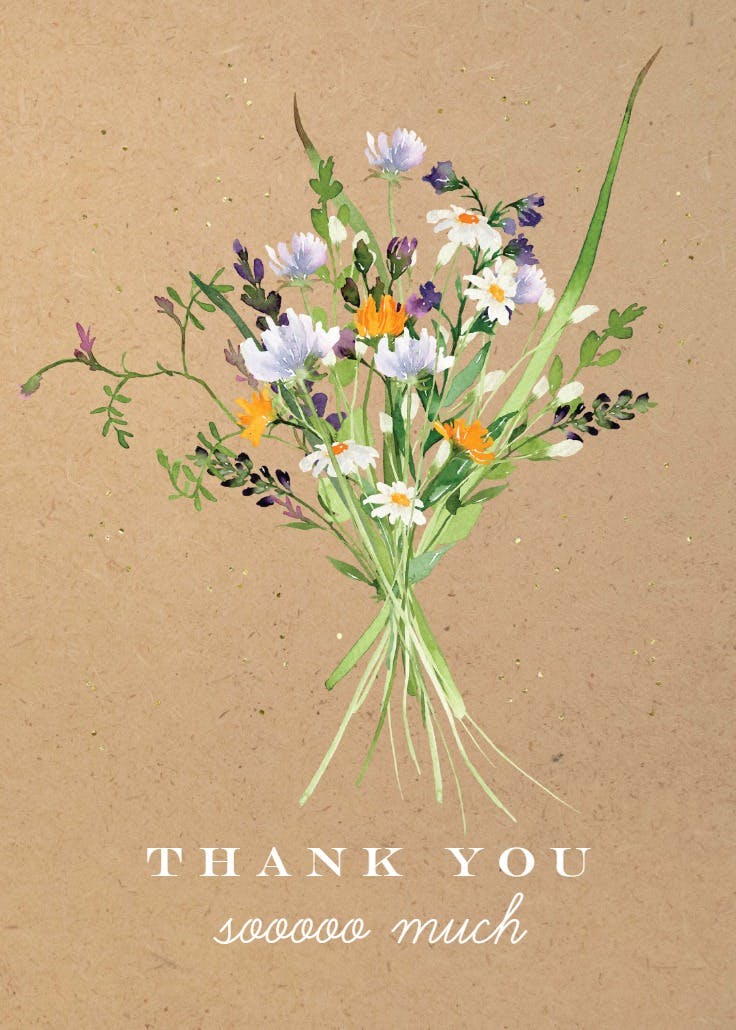 Watercolour thankful bouquet - thank you card