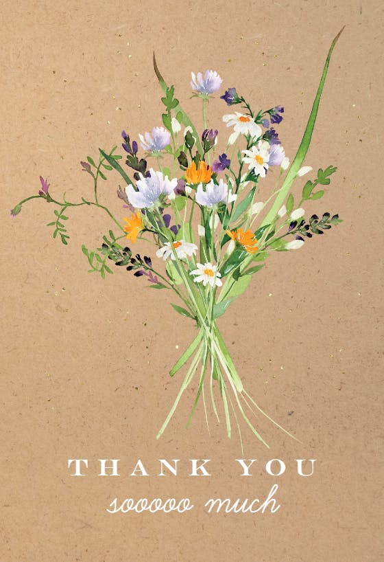 Watercolour thankful bouquet - Thank You Card Template | Greetings Island