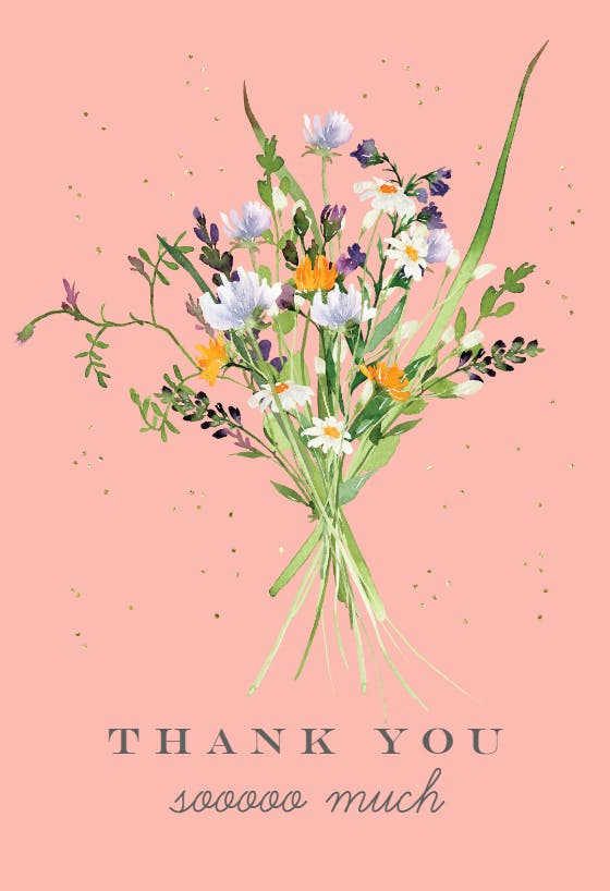 Watercolour thankful bouquet - Thank You Card | Greetings Island