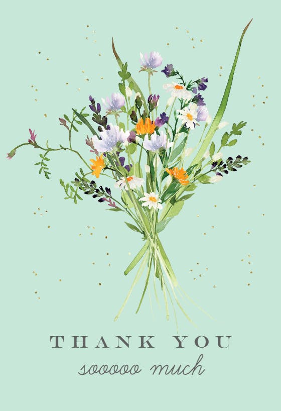 Watercolour thankful bouquet -  tarjeta de agradecimiento