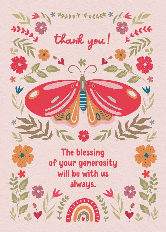 Whimsical wings -  tarjeta de agradecimiento