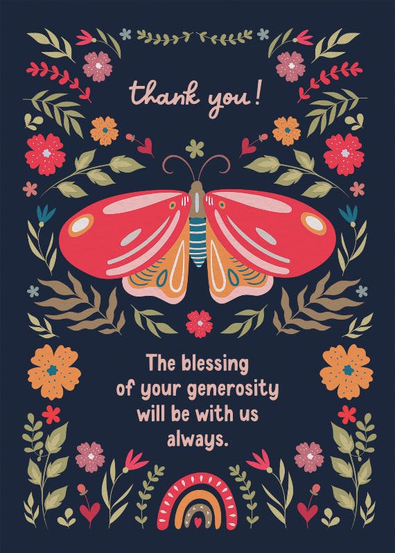 Whimsical wings - thank you card