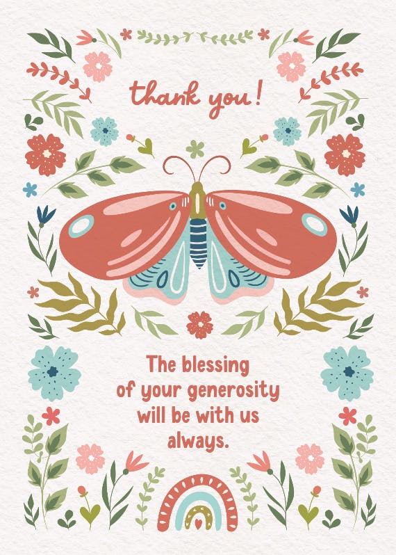 Whimsical wings - thank you card