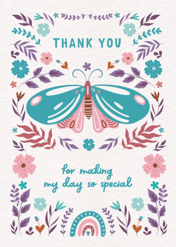 Wings & whimsy -  tarjeta de agradecimiento