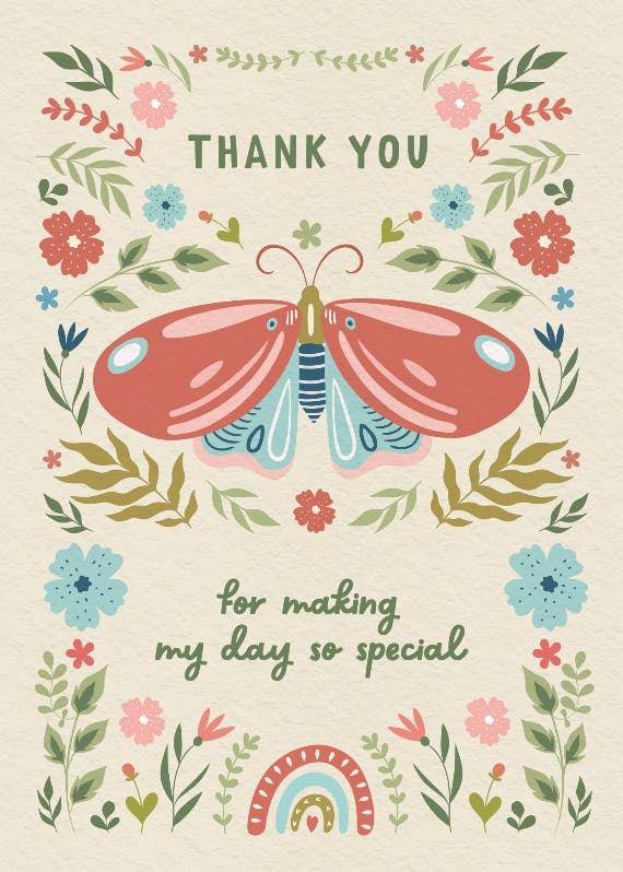 Wings & whimsy - thank you card