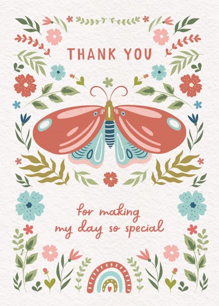 Wings & Whimsy - Thank You Card Template | Greetings Island