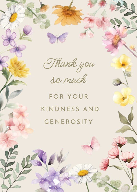 Wonderful blossoms -  tarjeta de agradecimiento por el bautizo gratis