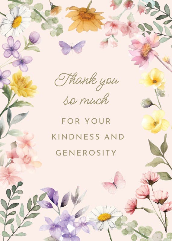 Wonderful blossoms - baby shower thank you card