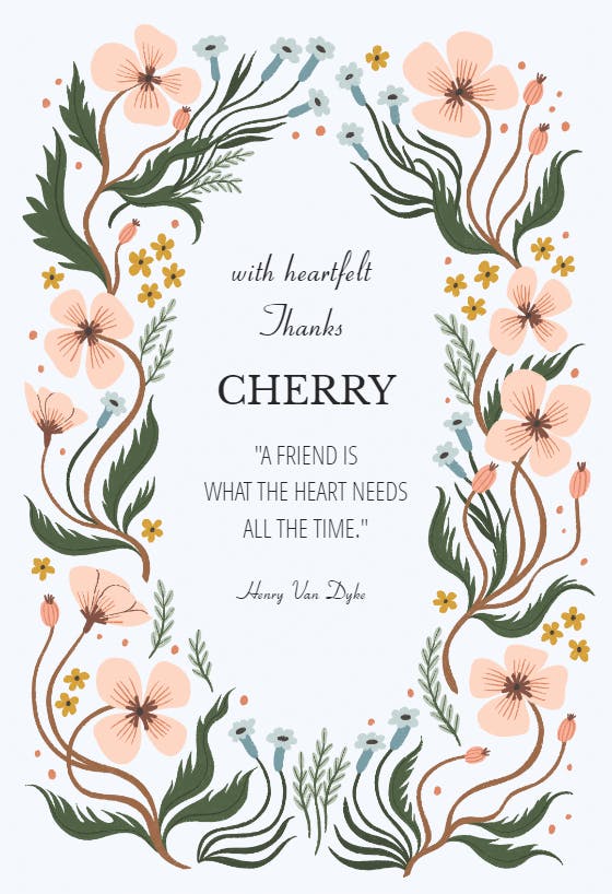 Wonderland floral by meghann rader -  tarjeta de agradecimiento