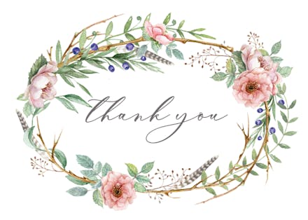 Woodland flower wreath - thank you card